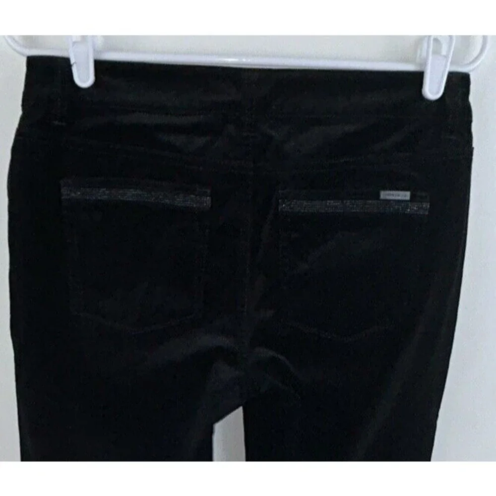 White House Black Market Womens Velvet Pants Size 2R Black Slim Leg Embellished